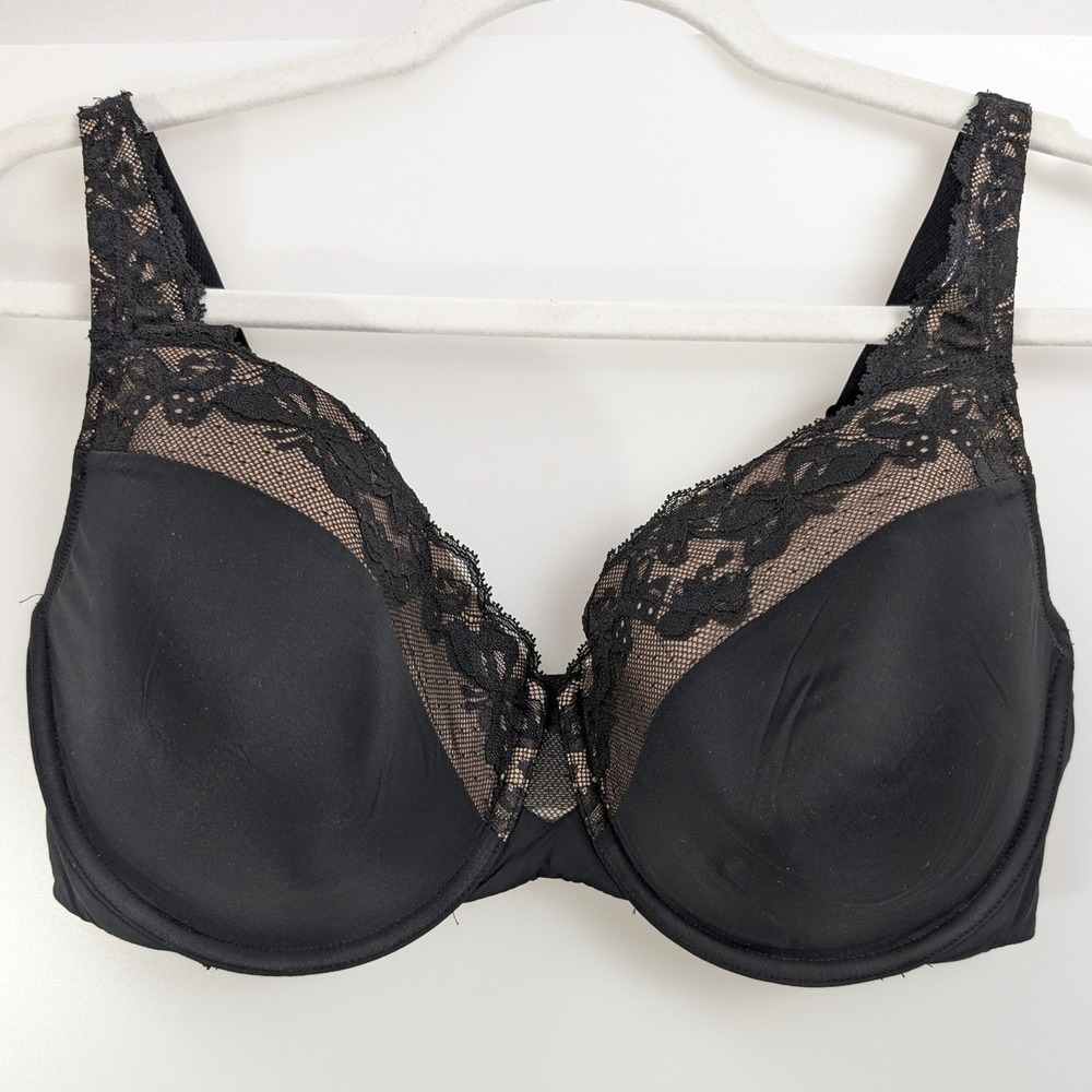 Olga Cloud 9 Full Figure Underwire Bra Size 40C Black Sheer Lace Comfort GF7961A